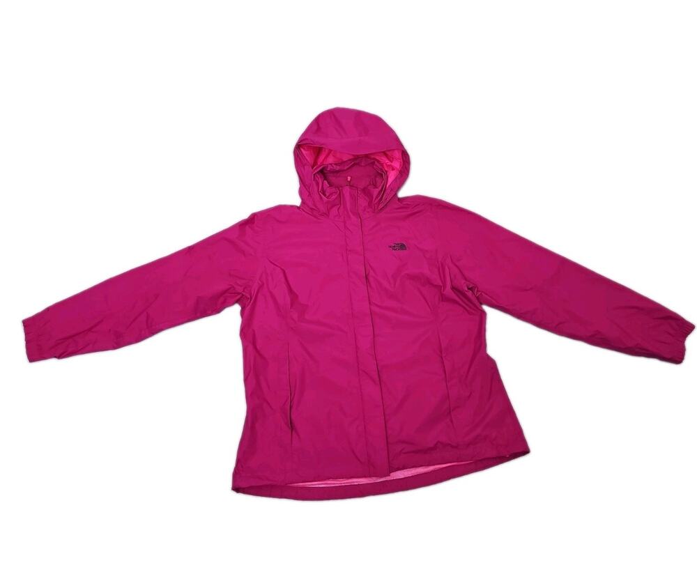 North Face HyVent Bright Pink Fully Lined Hooded Jacket Women XXL Magenta Wind